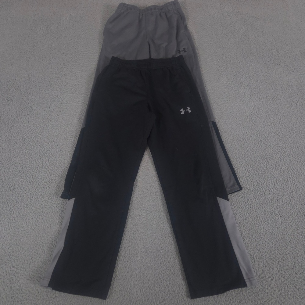 LOT‎ OF 2 Under Armour Pants Boys Large Black Grey Brawler 2.0 Straight Leg